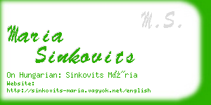 maria sinkovits business card